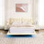 Cadre de lit grand blanc avec lumières à DEL, revêtu de cuir PU, lit flottant à boutons. Pieds dissimulés, télécommande pour une chambre à coucher décontractée, assemblage stable et fonctionnement silencieux en cuir-2064081000