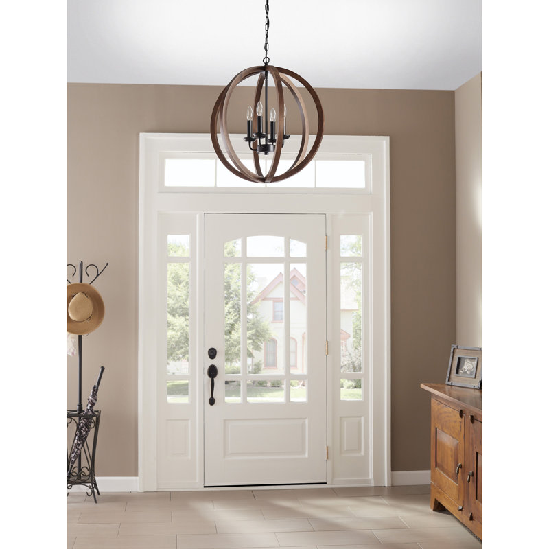Silsden 4 - Light Wood Dimmable Globe Chandelier