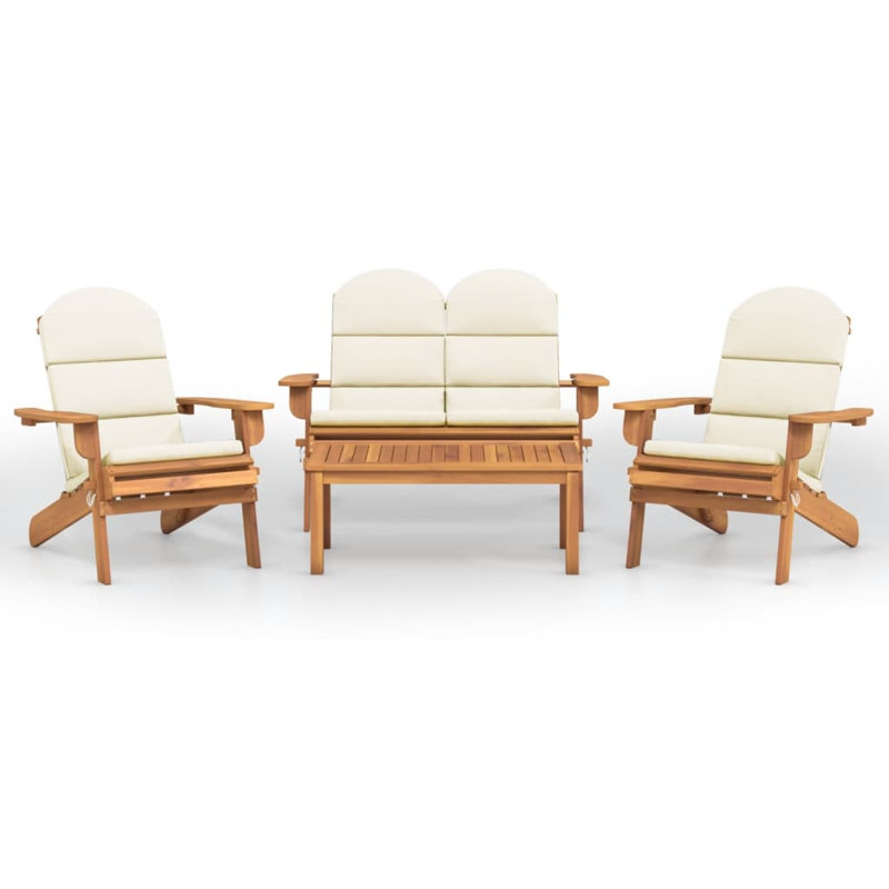 Ensemble de chaises Adirondack pliables pour l'extérieur Grinnell, Brun / blanc