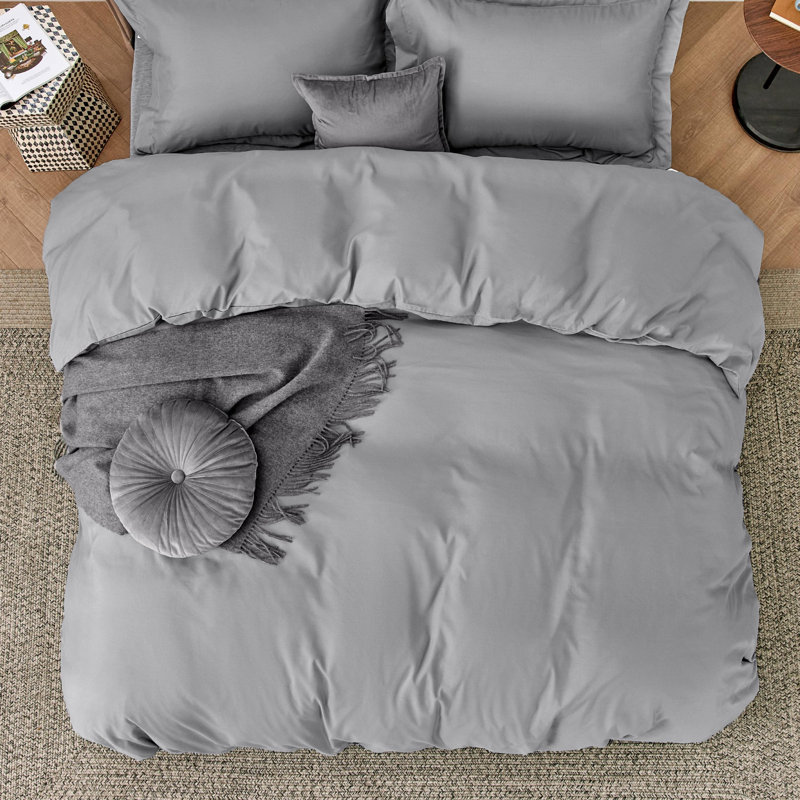 Bedsure Silver Gray Duvet Cover King Size - Soft Double Brushed Bedding Set for Kids & Adults（Set of 3）, Silver Gray