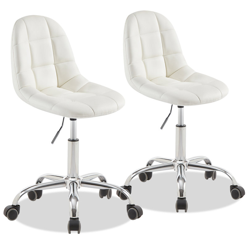 Ebensberg Polyester Blend Side Chair, White Leather 