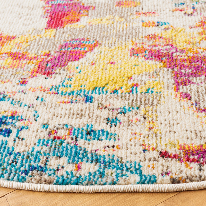 Caternia Performance Abstract Rug, Round 6'7"