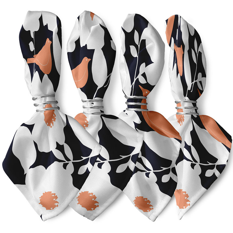 Ensemble de serviettes de table 4 pièces Franca Modfloral Print, Bleu marine