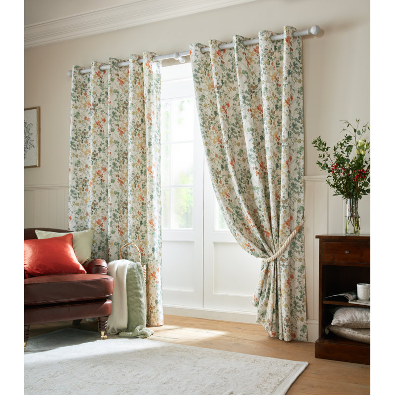 Laura Ashley 100% Cotton Curtain Panel Pair, 64X72