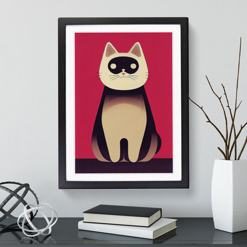 Modern Cat No.1 Abstract - Framed Print, Black Framed, 64cm H x 46cm W x 2cm D
