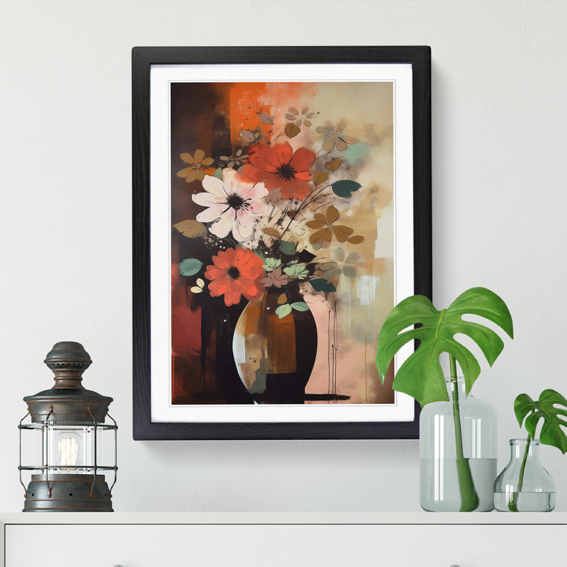 Nomi Mid Century Flowers Vol.4 - Picture Frame Print, 46cm H x 34cm W x 2cm D, Walnut
