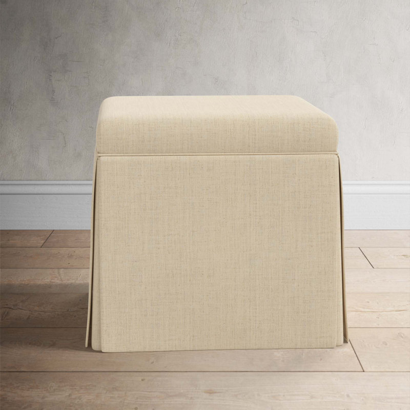 Bash Upholstered Storage Ottoman, Classic Linen Linen
