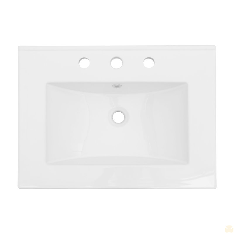 Comptoir de meuble-lavabo simple 24 po x 18 po avec 3 trous de robinet et trop-plein (lavabo seulement)