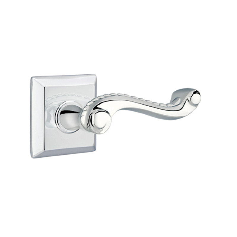 Levier de porte en corde, Droite, Chrome brillant, Rectangulaire
