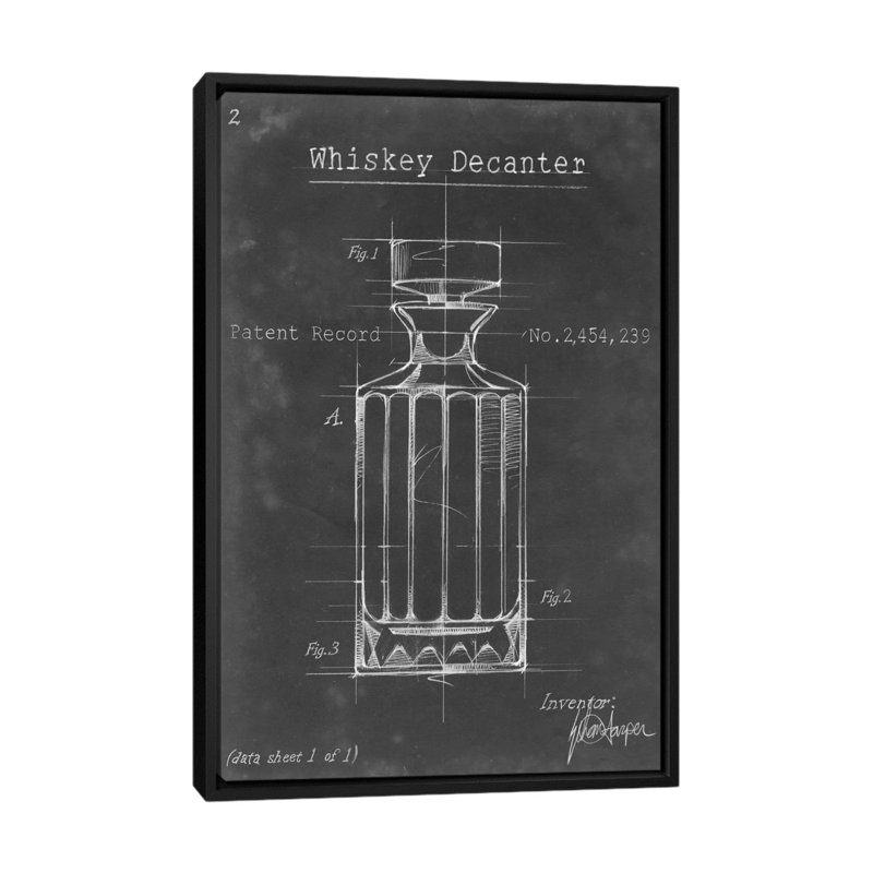«Barware Blueprint VII», impression sur toile, H 26 po x l 18 po x P 1,5 po, Toile avec cadre noir