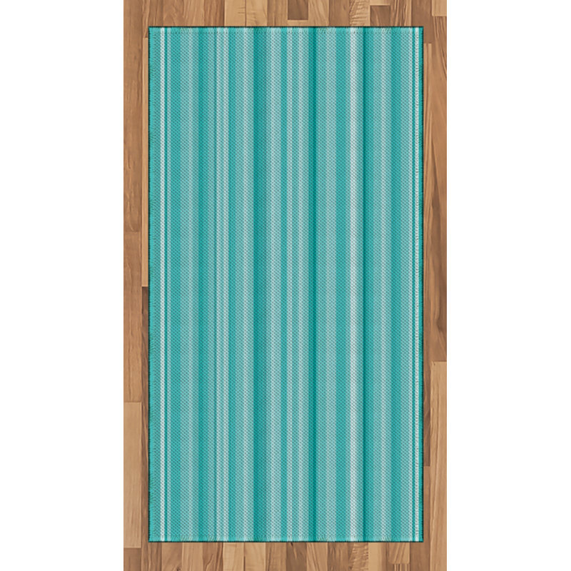 Aqua High Density Long Fiber Poly Threads Decorative Area Rug Carpet, Rectangle 2'7" x 5'