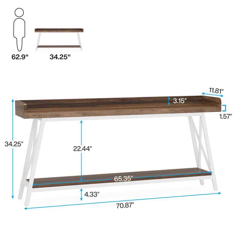 180cm Console Table, Brown, White/Brown