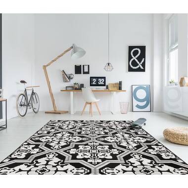 Beverly Rug 10 x 13 Black White Lightweight Moroccan Reversible Plastic Indoor Outdoor Area Rug