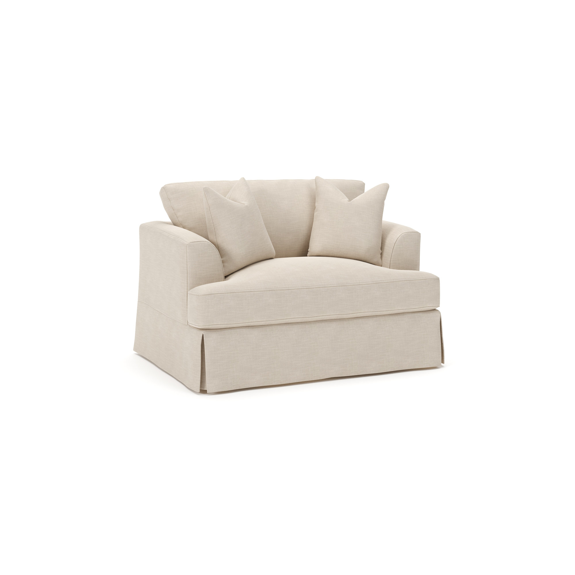 Lucia Slipcovered Chair and a Half, Conversation Ivory Basketweave