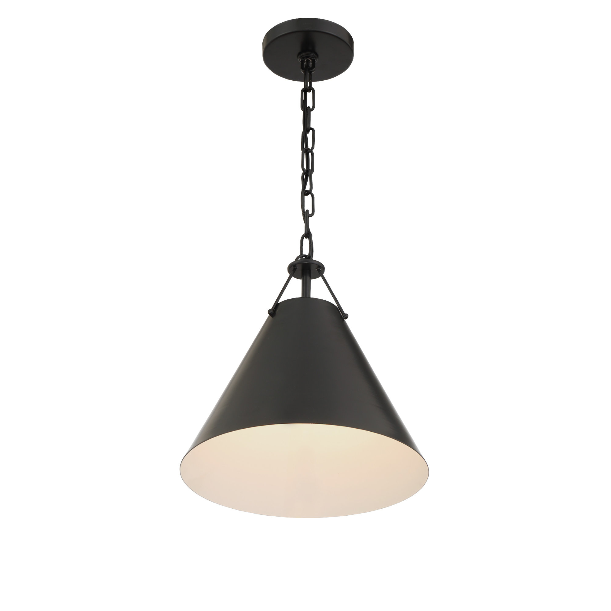 Kinston 1-Light Metal Cone Pendant , Black, Matte Black