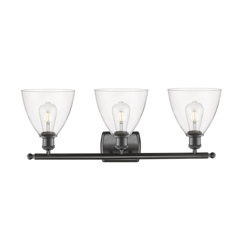 Éclairage pour meuble-lavabo 3 lumières Shauna, Incandescente, Transparent, Bronze huilé