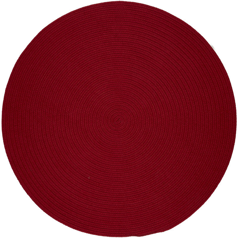 Tapis rouge tressé à la main Smyth, Rond 10 pi