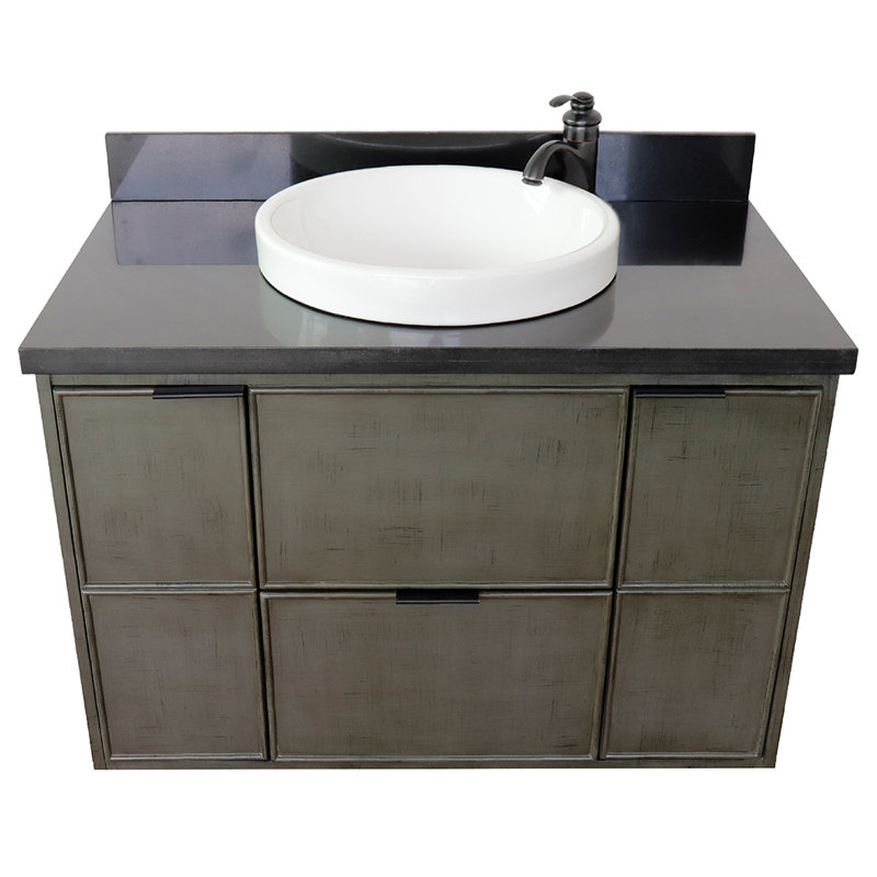 Ensemble de meuble-lavabo simple mural 37 "37", Noir galaxie