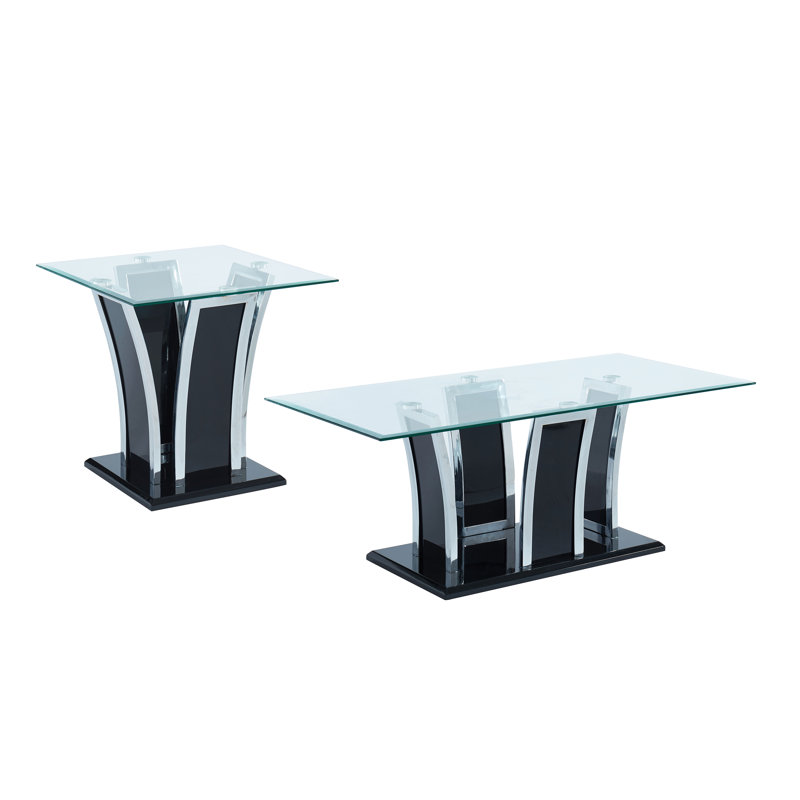 Ensemble de tables basses 2 pièces Crittendon, Noir lustré