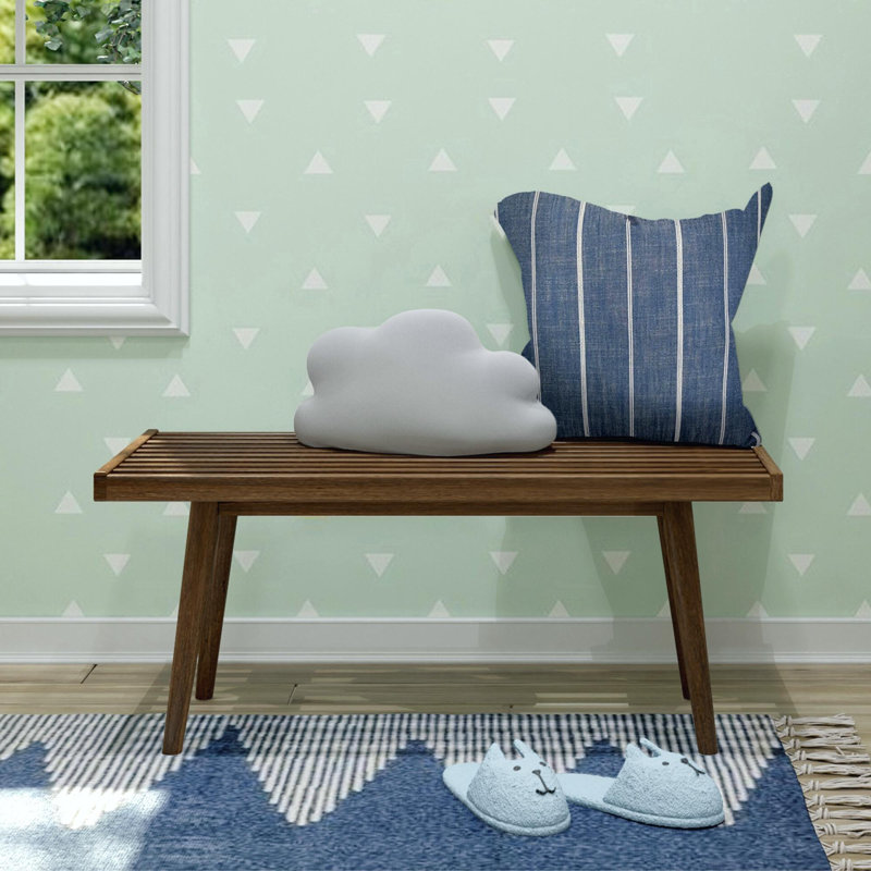 Levitus Wood Bench, Walnut, 17.5" H x 41.25" W x 16.5" D