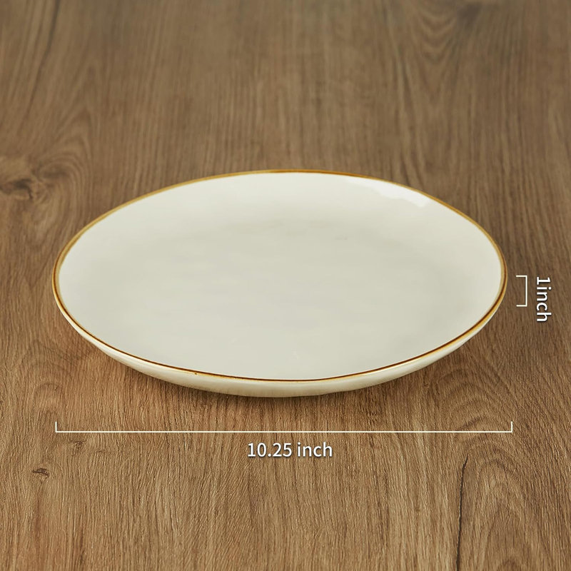 Assiette plate en grès 10,25 po Leny, Blanc vanille