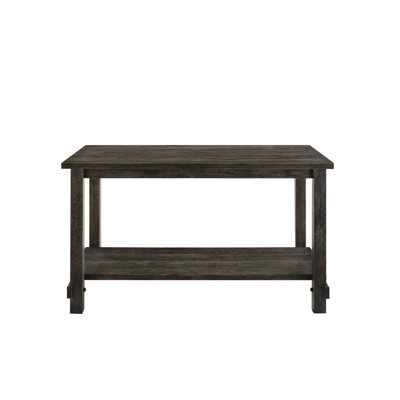 Table grise à hauteur de comptoir Ii - pieds carrés, tablette inférieure fonctionnelle pour le rangement, conception vieillie, commodité droite