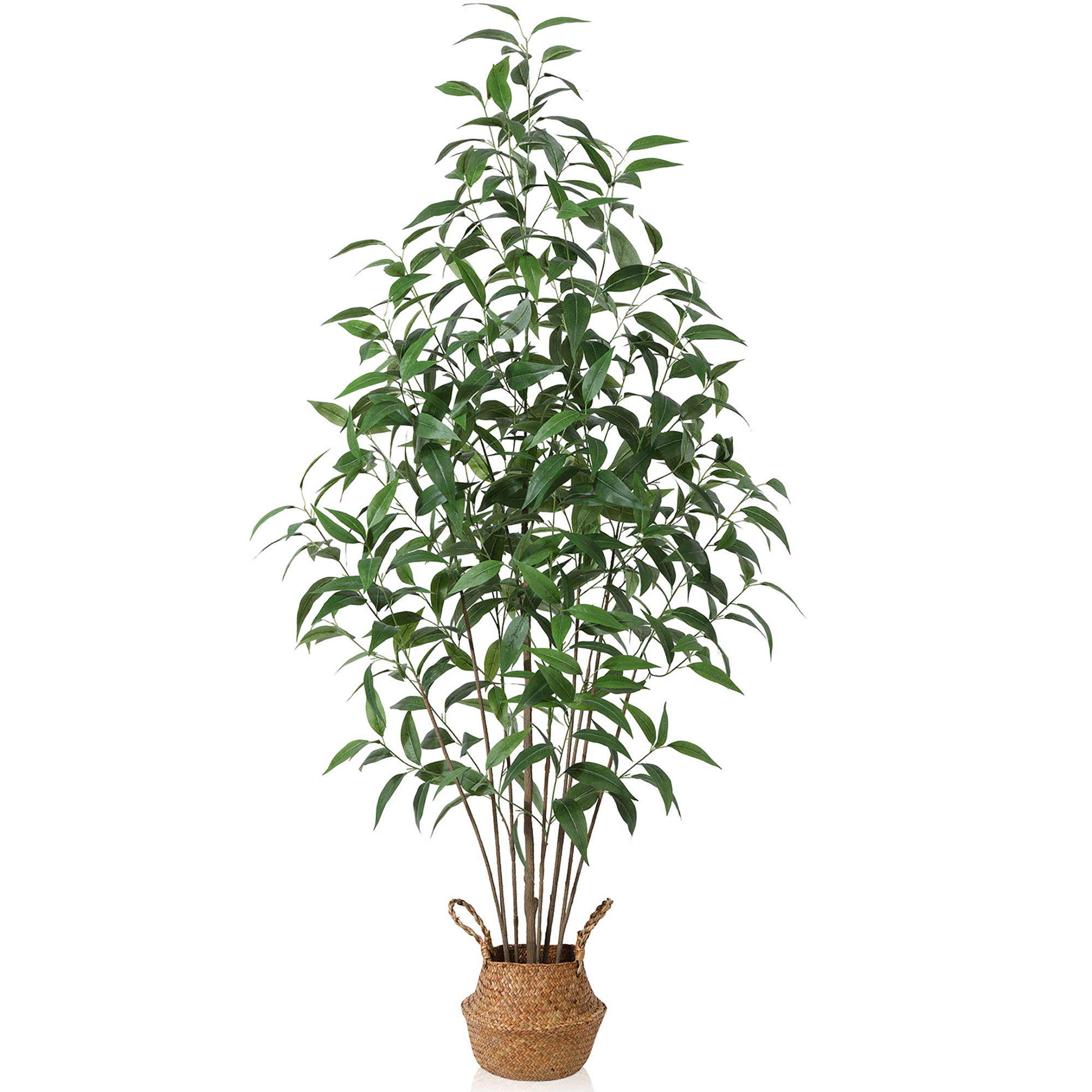 Adcock Faux Eucalyptus Tree with Basket, Pre Potted fake Eucalyptus Plant for Home Decor, 1, 70"H x 23" W x 23" D