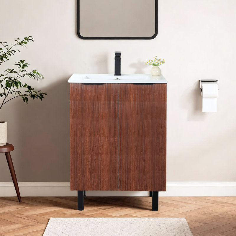 Meuble-lavabo simple 36 po avec plateau en céramique, 24"