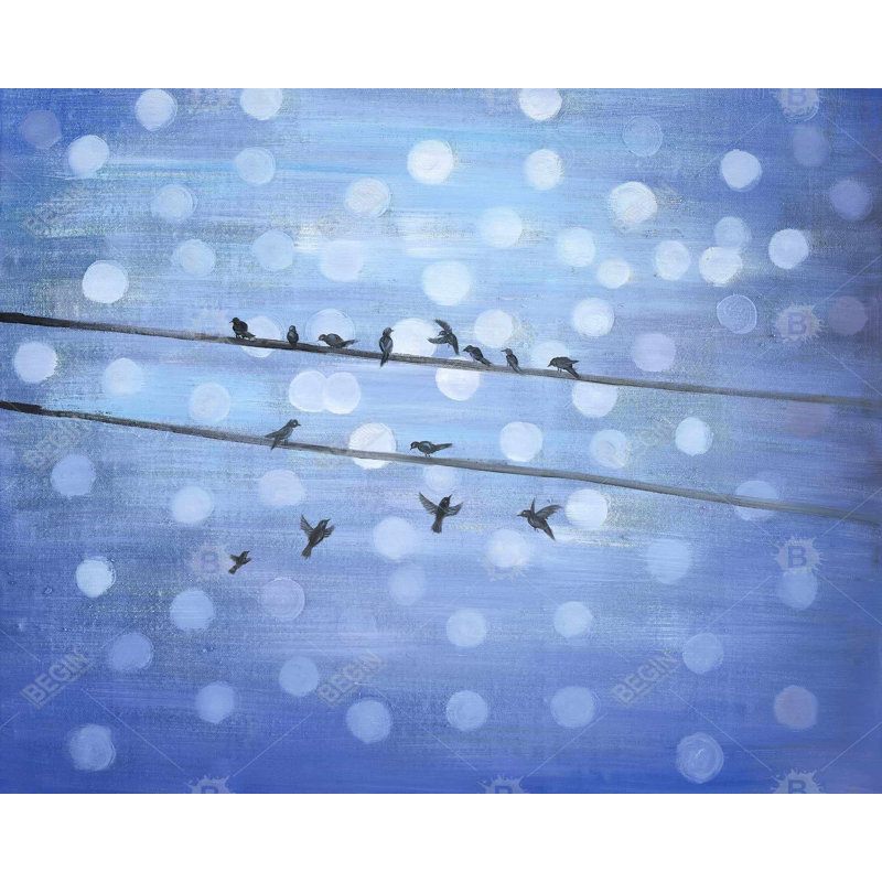 «Birds On Glittering Blue Sky» sur toile