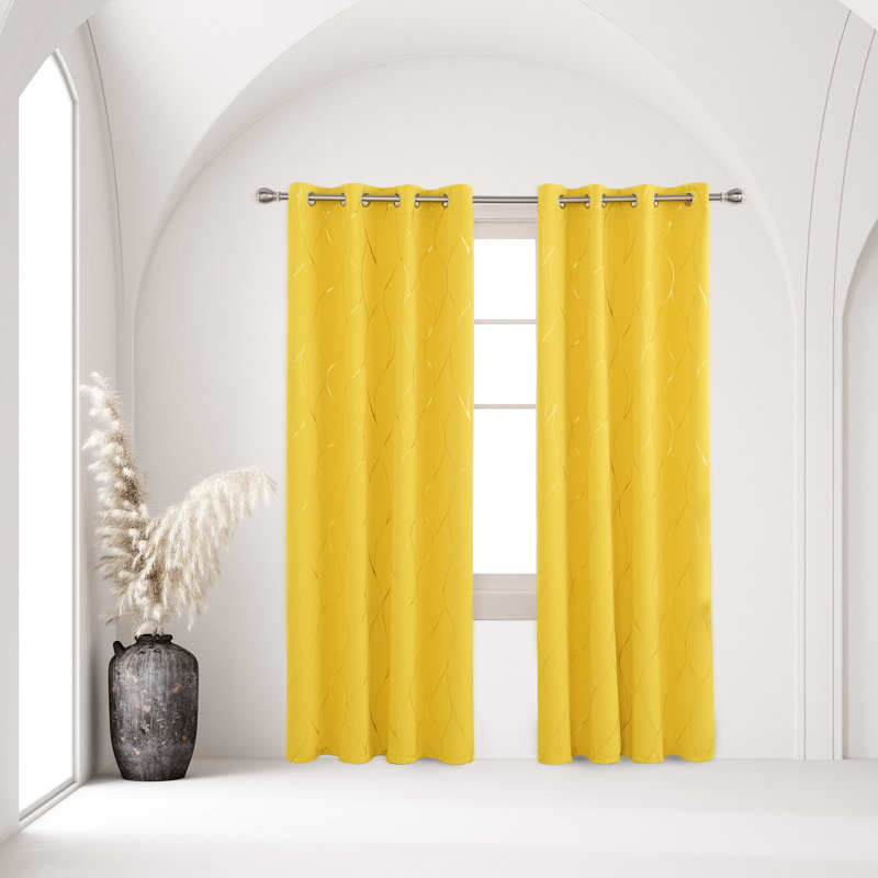 Boulus Room Darkening Curtain Panel Pair, 42" W x 54" L, Mellow Yelllow