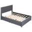 Lit plateforme double tapissier gris avec 2 tiroirs et lit gigogne, tête de lit classique et contreplaqué, fonction d'organisation de la chambre à coucher, configuration des tiroirs facile à assembler