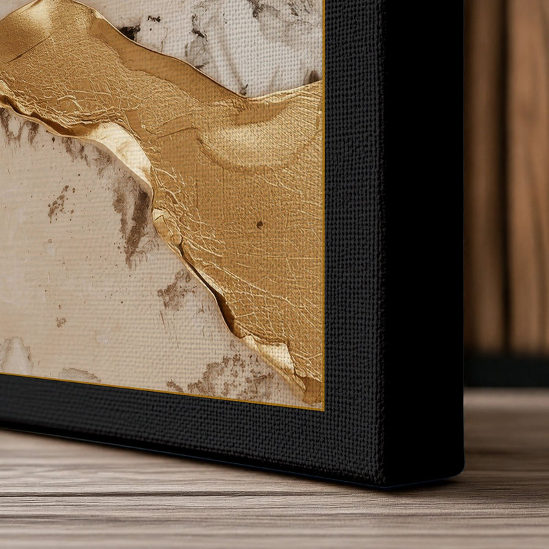 Erosion in Gold Abstract - Wrapped Canvas, 24x16 - 61.0 x 40.6 cm, Black Border