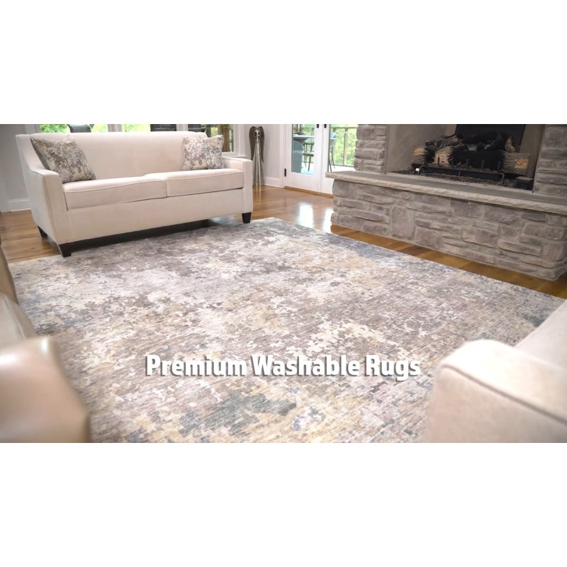Addison Red and Gray Washable Synthetic Runner Rug