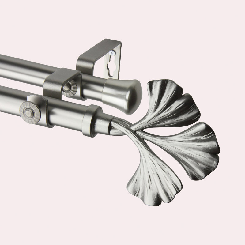 Tringle à rideaux double Dayana, 28 po à 48 po, Nickel satiné