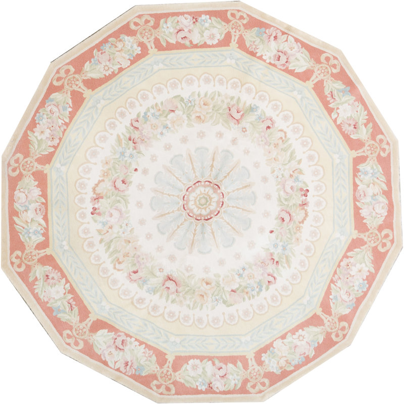 Hand-Knotted High-Quality Yellow and Rose Area Rug