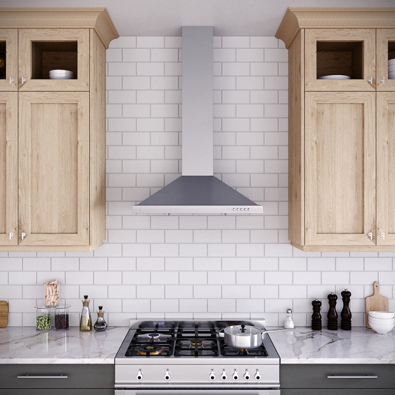 Streamline 30-Inch Stainless Steel Wall Mounted Range Hood with Charcoal Filter