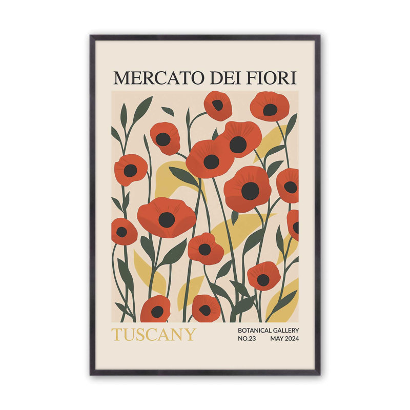 Printemps du marché aux fleurs de Toscane, Reproduction encadrée sans passe-partout, Zinc patiné