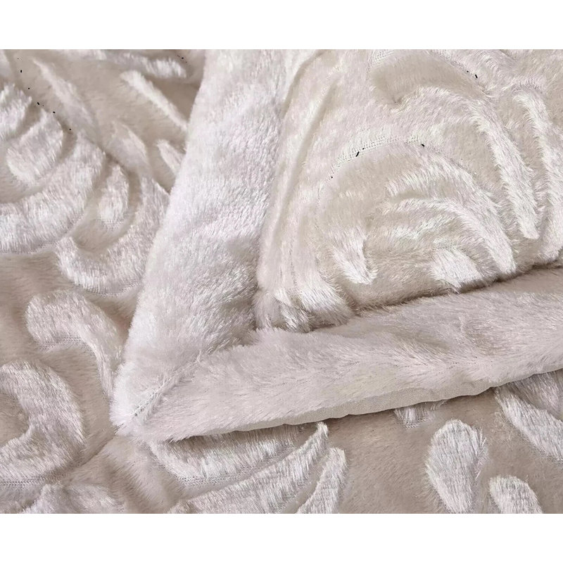 Microfiber / Polyester Bedspread with Pillow Shams, Beige, Double Bedspread + 2 Standard Shams