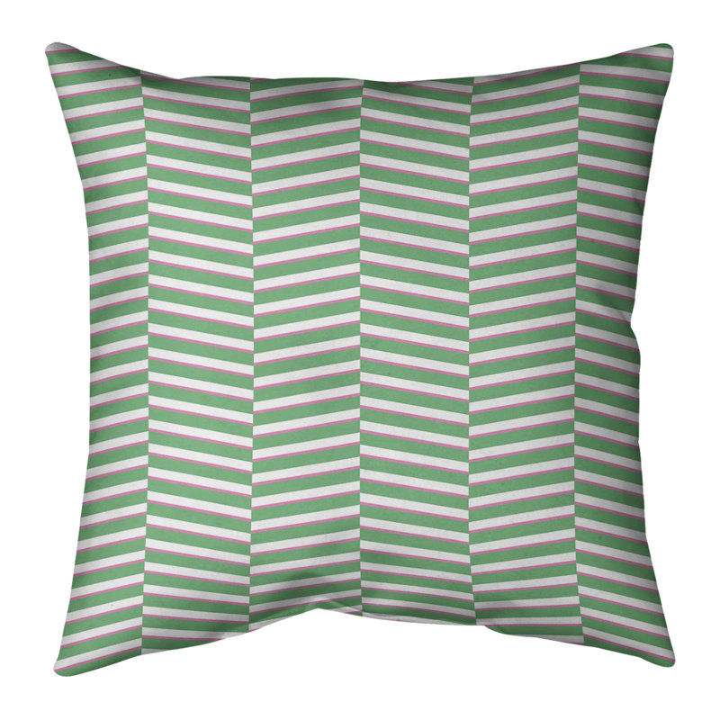 Couvre-Coussin décoratif à rayures fracturées, 14 po x 14 po, Petit : vert, rose, Croisé en coton