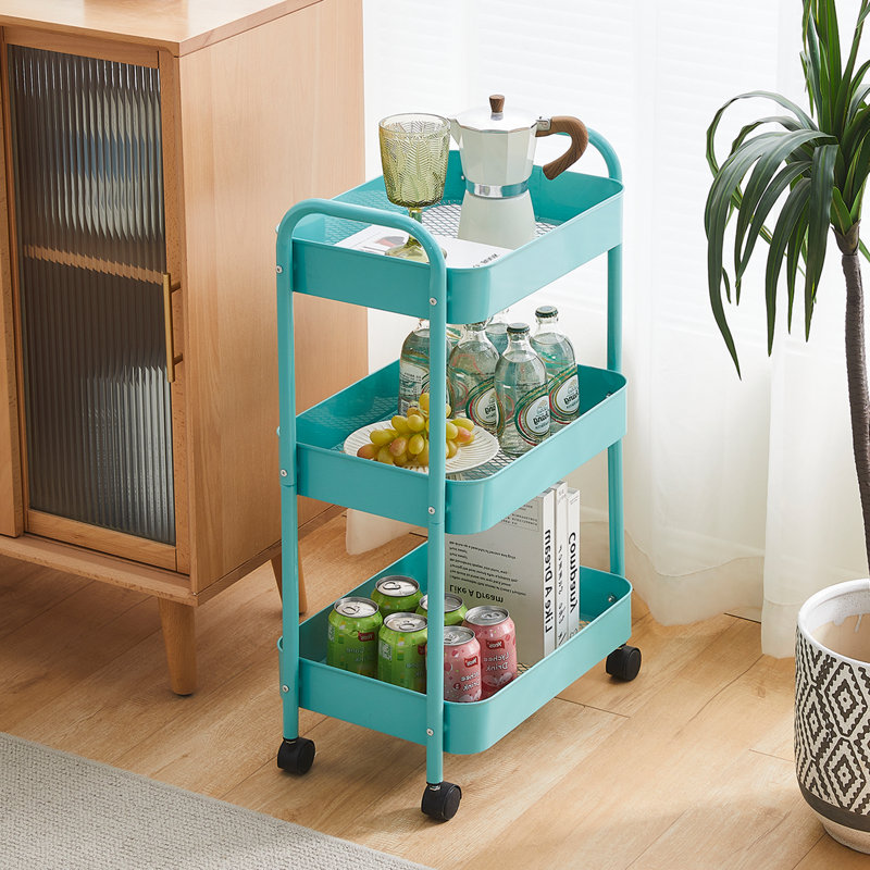Kysa Metal Kitchen Cart, Blue