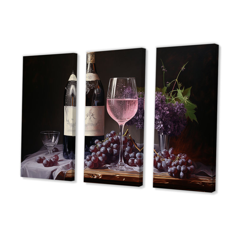 Lambrusco Lustre - ensemble d'art sur toile vin, H 28 po x l 36 po x P 1 po