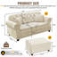 Canapé Chesterfield de 63 po en velours avec garniture cloutée et accoudoirs roulés, canapé de style Mid-Century moderne capitonné, comprenant 2 coussins-305754476