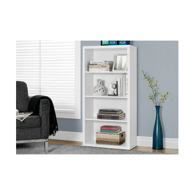 Bibliothèque, bibliothèque, étagère, 5 niveaux, H 48 po, bureau, stratifié de chambre à coucher, contemporain, moderne
