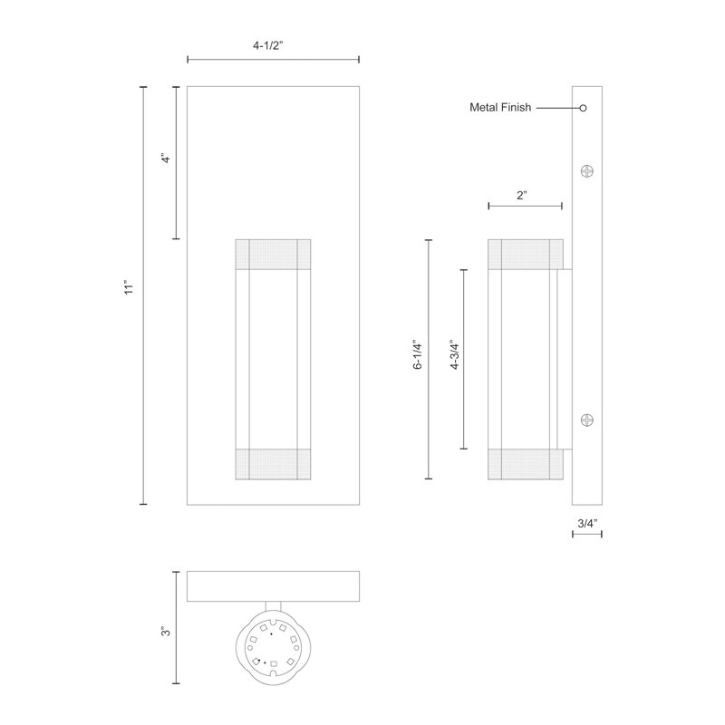 LED Flush Mounted Sconce, Black
