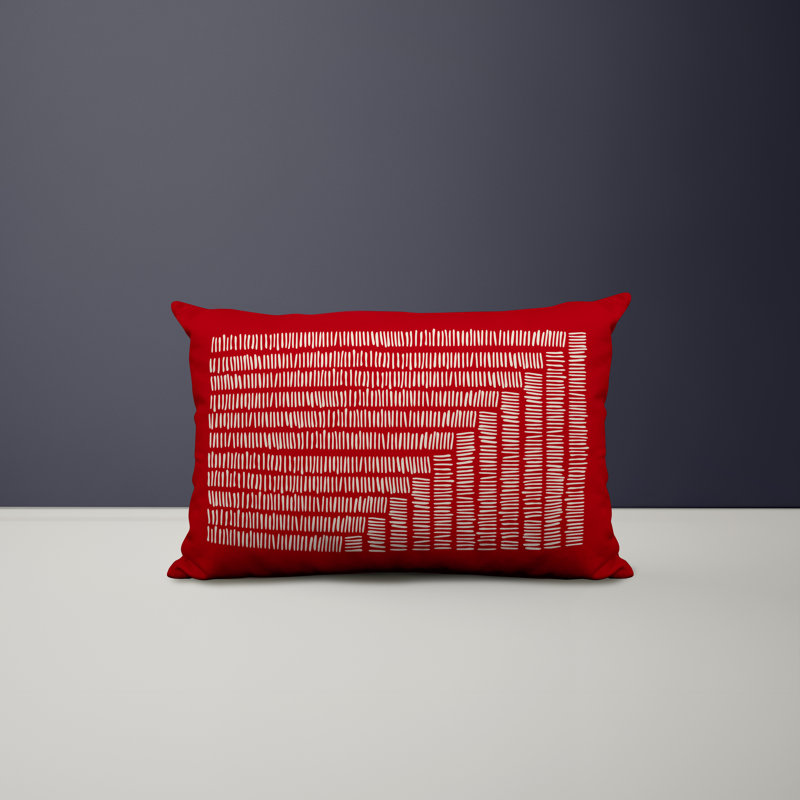 Polyester/Polyester Blend Lumbar Rectangular Indoor/Outdoor Pillow Cover & Insert, Red