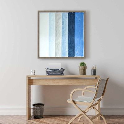 «Blue Stripes», toile encadrée - décoration murale moderne