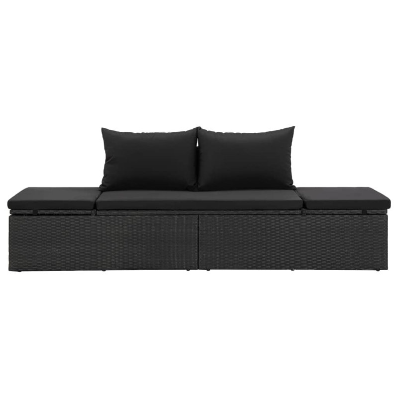 Auvray vidaXL Poly Rattan Patio Lounge Chair, Adjustable Both Ends, Included Cushions & Pillows, Black