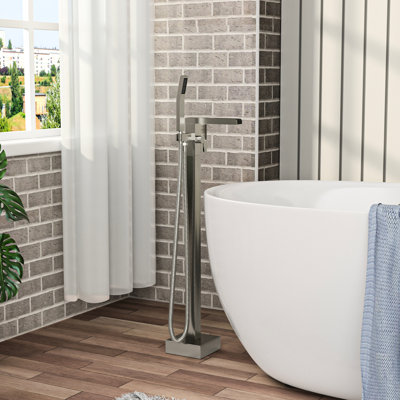 Robinet de baignoire avec douchette pivotante à 360 ° et douche à main, laiton robuste, robinet de finition amovible en nickel brossé