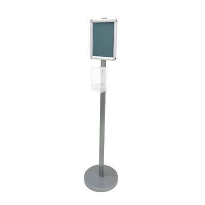 Fixturedisplays® Floor Standing Signage Frame 8.5X11" Media Size With Hand Sanitizer HOLDDR 10049+119085