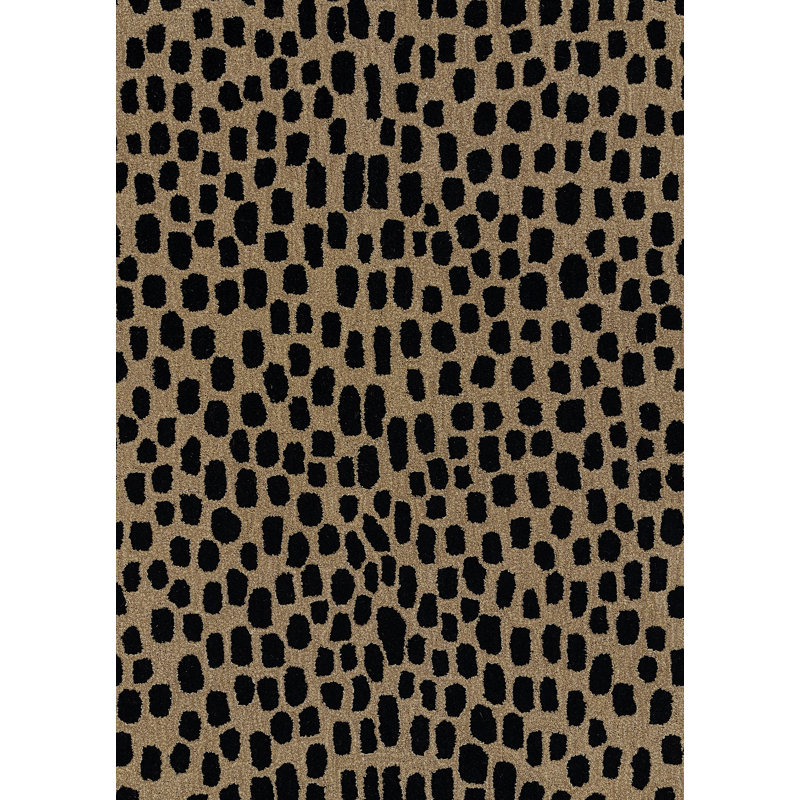 Hand-Tufted Black and Beige Wool Rectangular Rug 7'9" x 9'9"